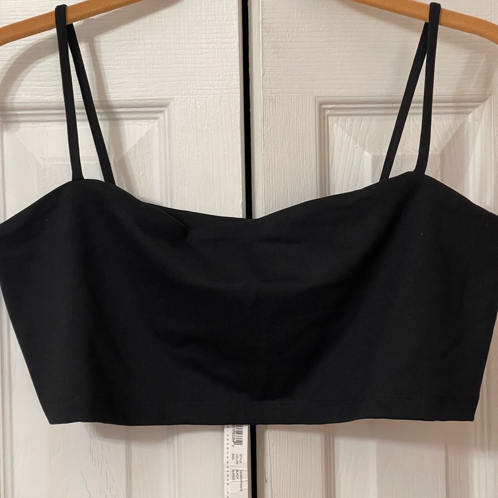 NEW Susana Monaco Gathered Crop String Top in Black Size XL PTP 16/17